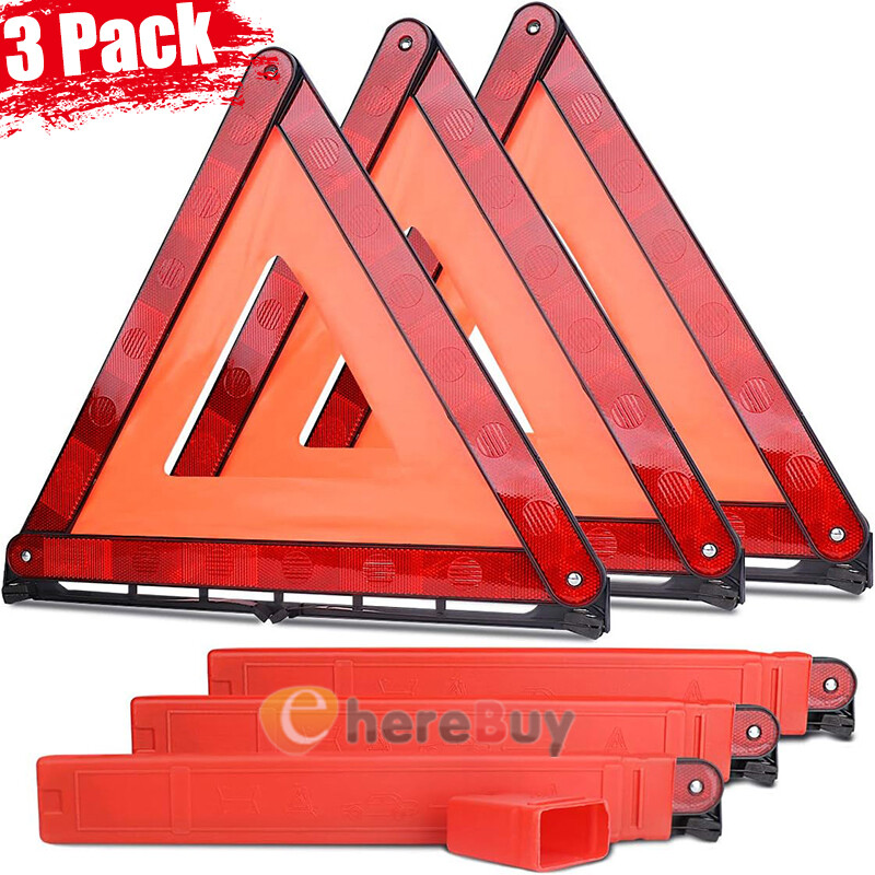 3 PCs Warning Dot Approved Triangle Emergency Reflective Sign Safety Roadside