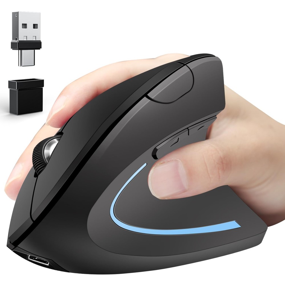 Ergonomic Mouse Wireless Bluetooth Vertical Mouse Three-mode Connection:BT5.0...