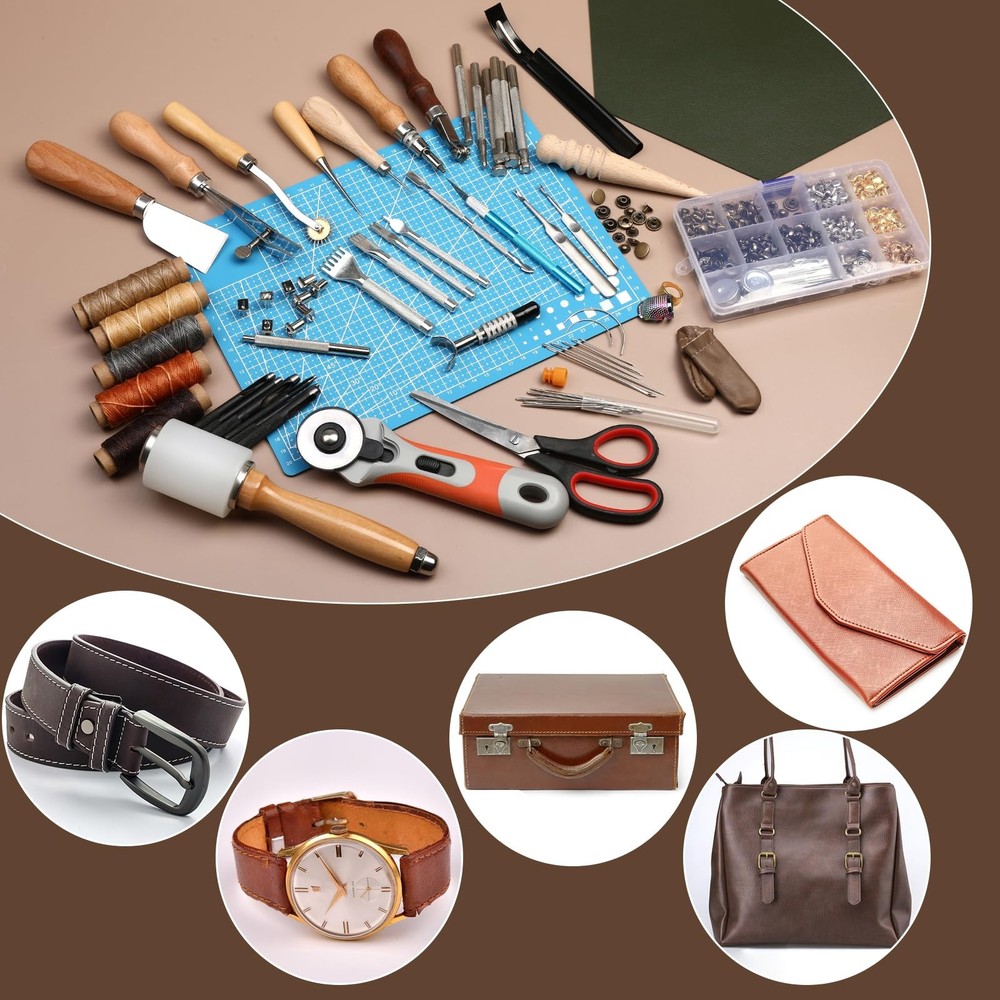 SOCNITC Leather Craft Tools, Working Kit with Snaps and Size 2, Black
