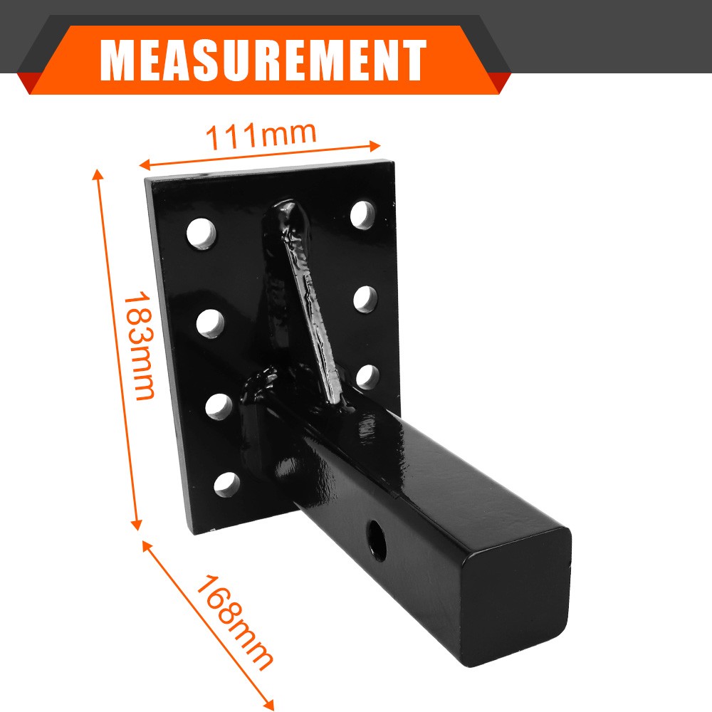 Solid 8-Hole 10000lb Square-Hook Mount For 2" Square Tow Hitch Receiver Adjustab