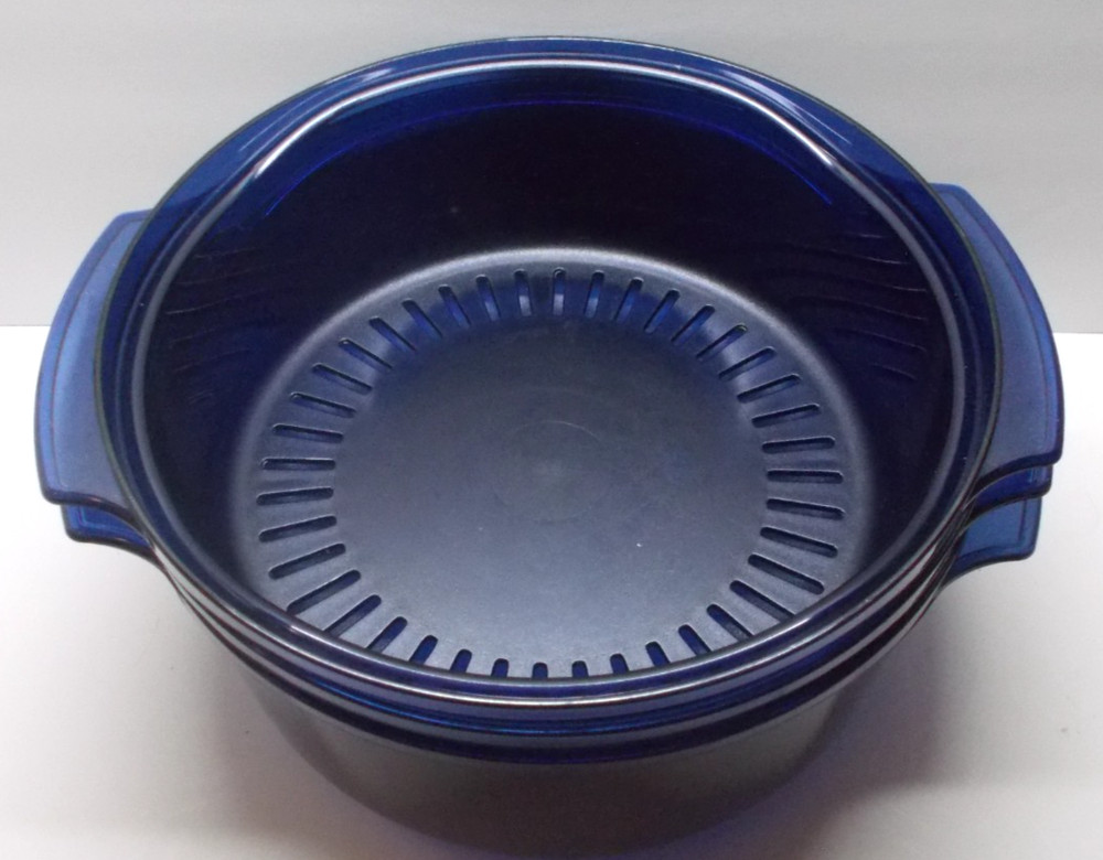 6 Piece Tupperware 2192 Dark Blue Microwave Stack Cooker Steamer