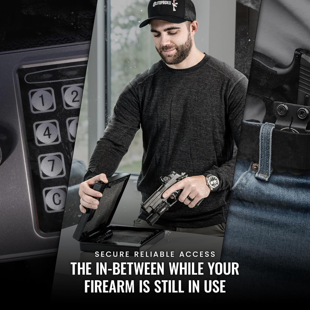 STOPBOX Gun Safe Alternative - Tactical Handgun Storage, Instant Access Portable