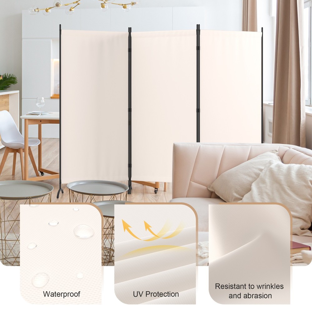 White 3 Panel Room Divider Privacy Screen Portable Folding Partition for Office