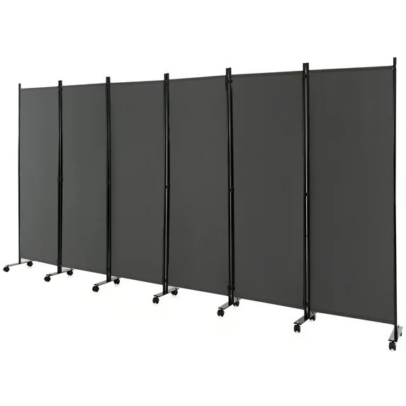 6 Panel 6' Room Divider Gray JV10725GR