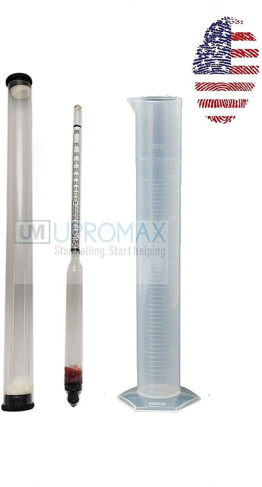 Alcohol Proof 200% Tralle Hydrometer Meter + Test Jar Whisky Moonshine Upromax ❤