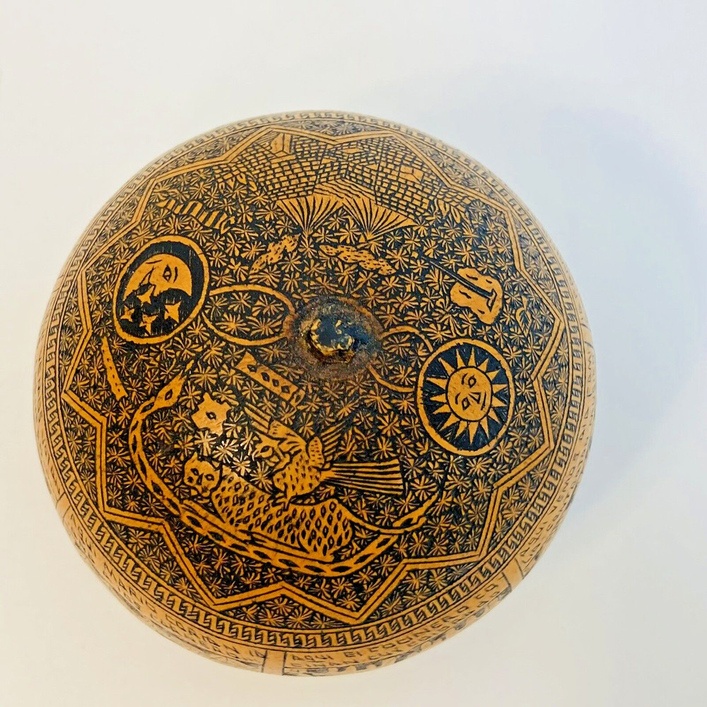 Peruvian Engraved Story Telling Gourd 3" Shaker