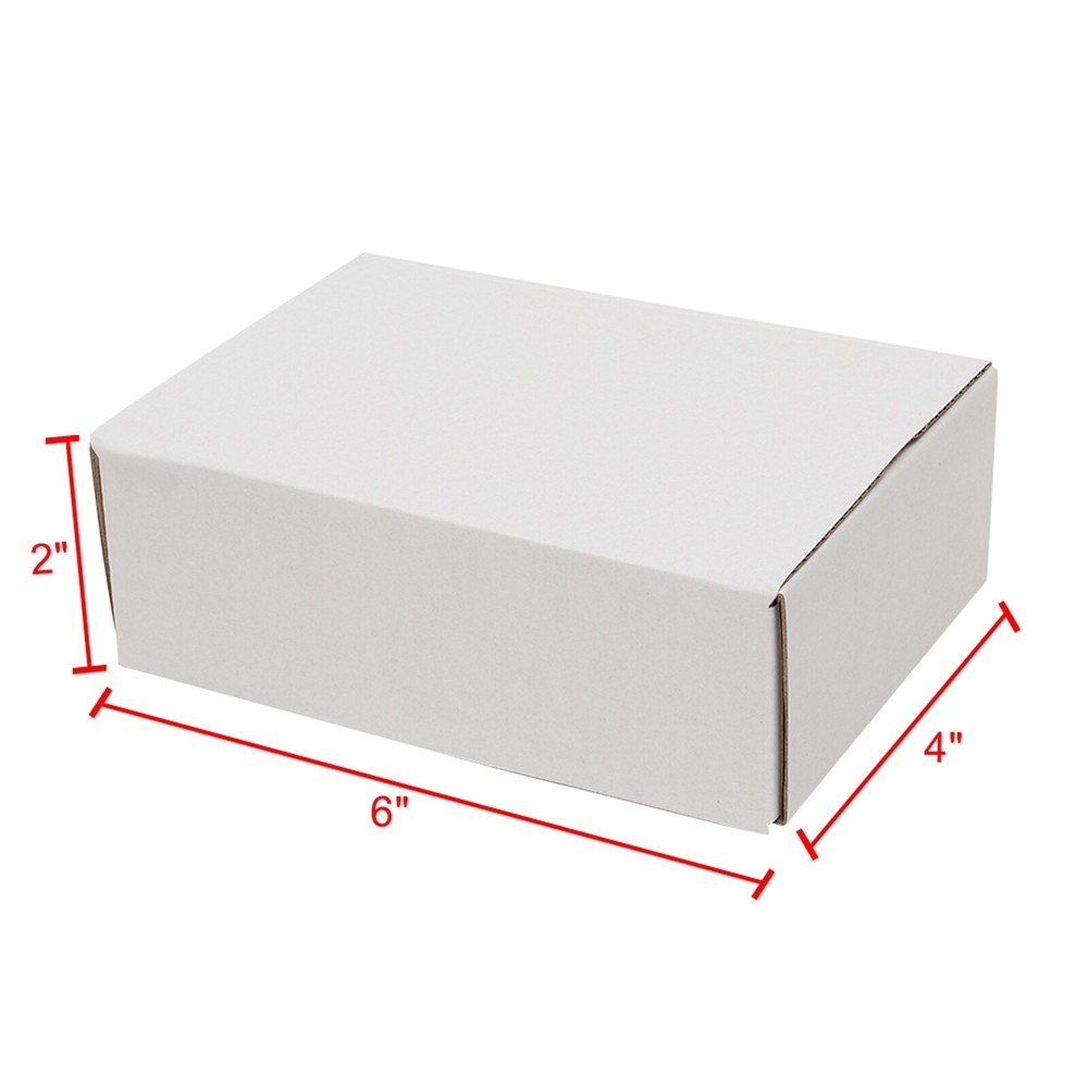50 Pack Corrugated Packaging Boxes White Cardboard Boxes and Yellow Inside 6x4x2