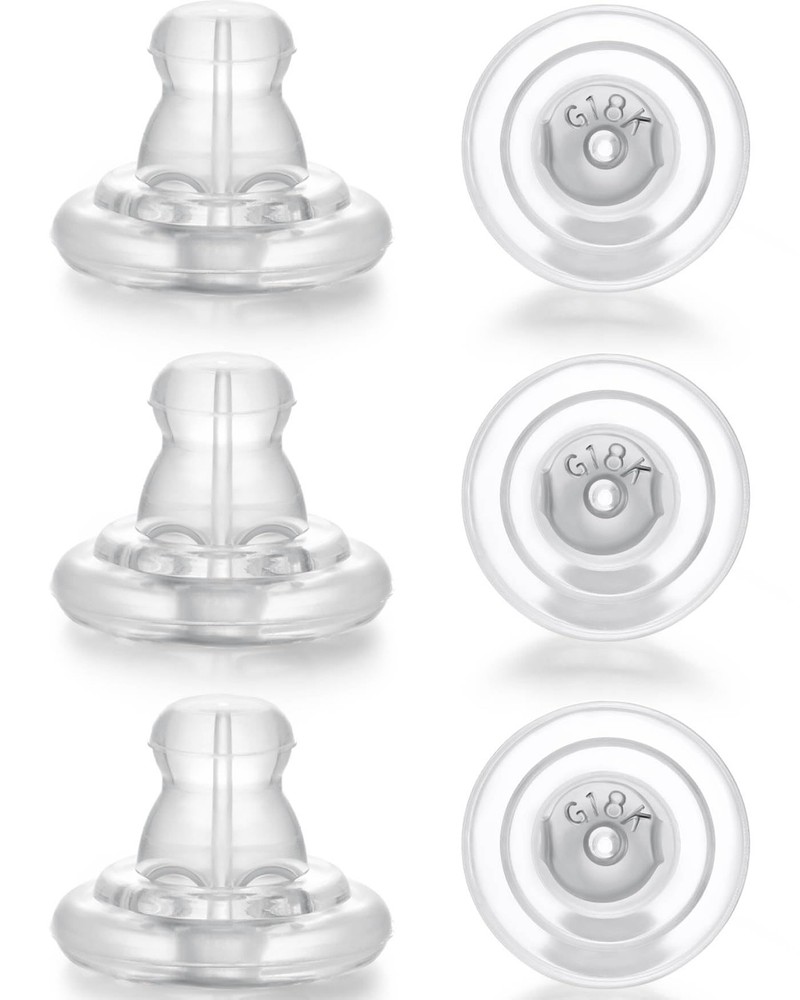 Earring Backs, Silver Silicone Earring Backs Replacements for Studs/Droopy Ea...
