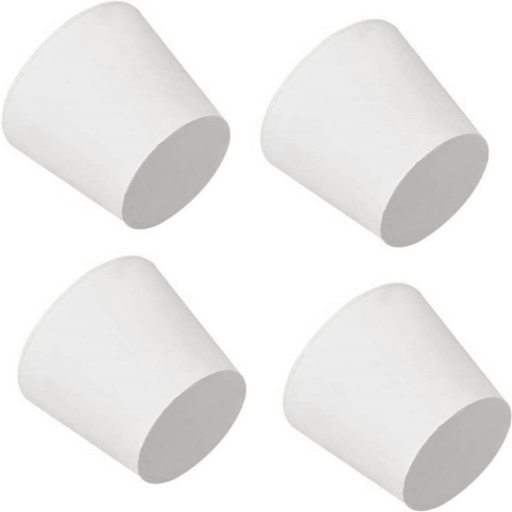 4 PCS Size #6 White Tapered Lab Seal Solid Rubber Stoppers for Flasks Tubes