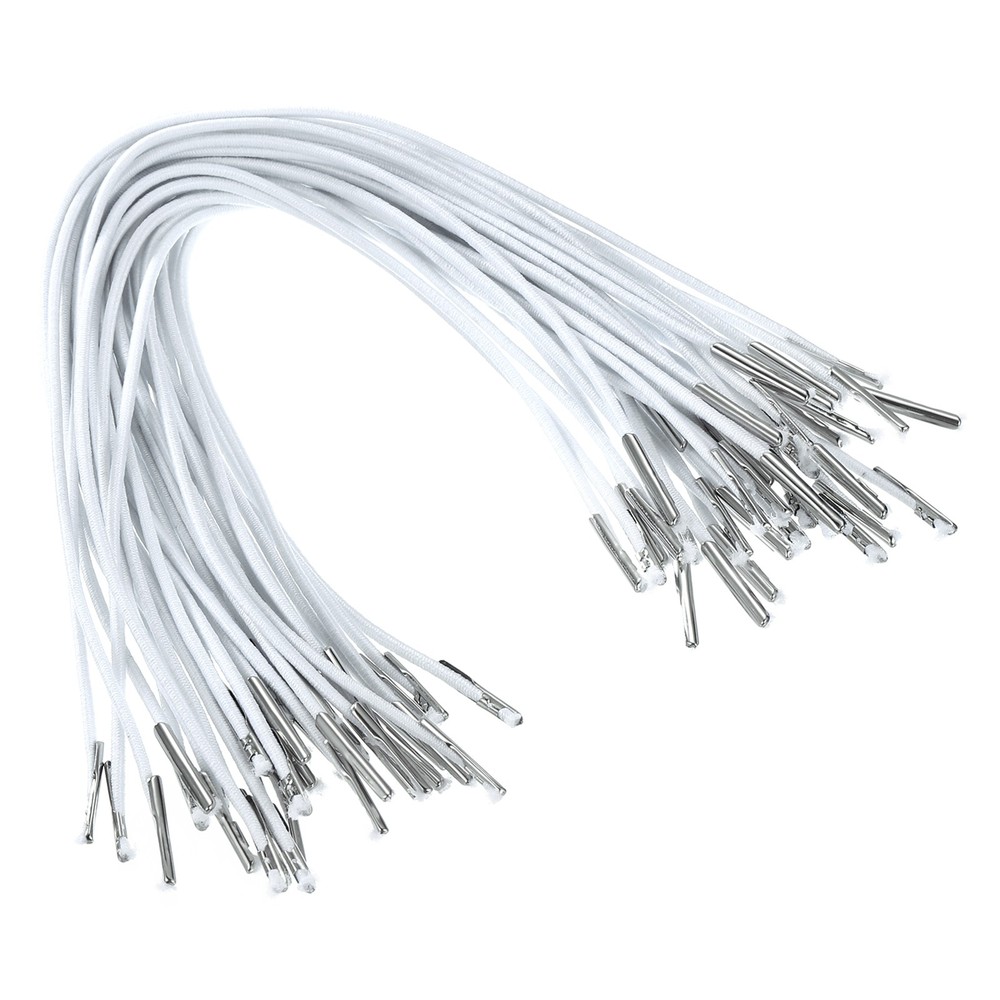 100Pcs 10" Elastic Barbed Cord 1.6mm Loop Stretch Round String White