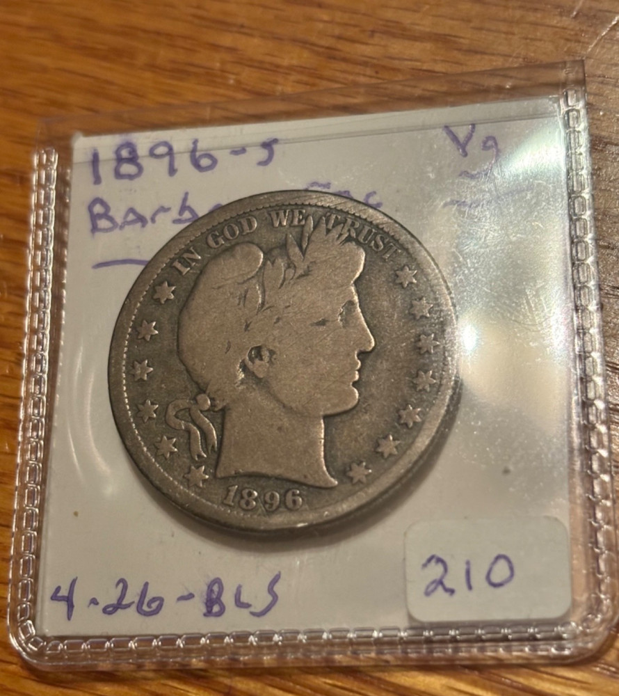 1896-s Barber Half Dollar ,  better date ,  VG
