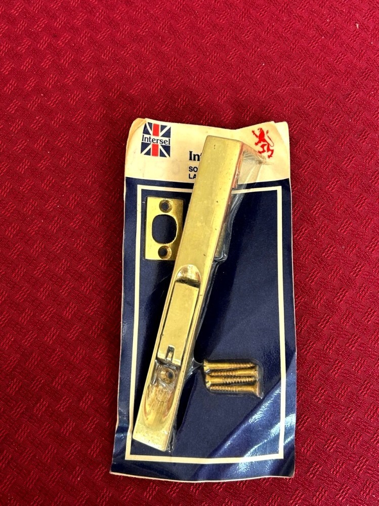 INTERSEL Flush Bolt Slide Lever Solid Polished Brass 6"