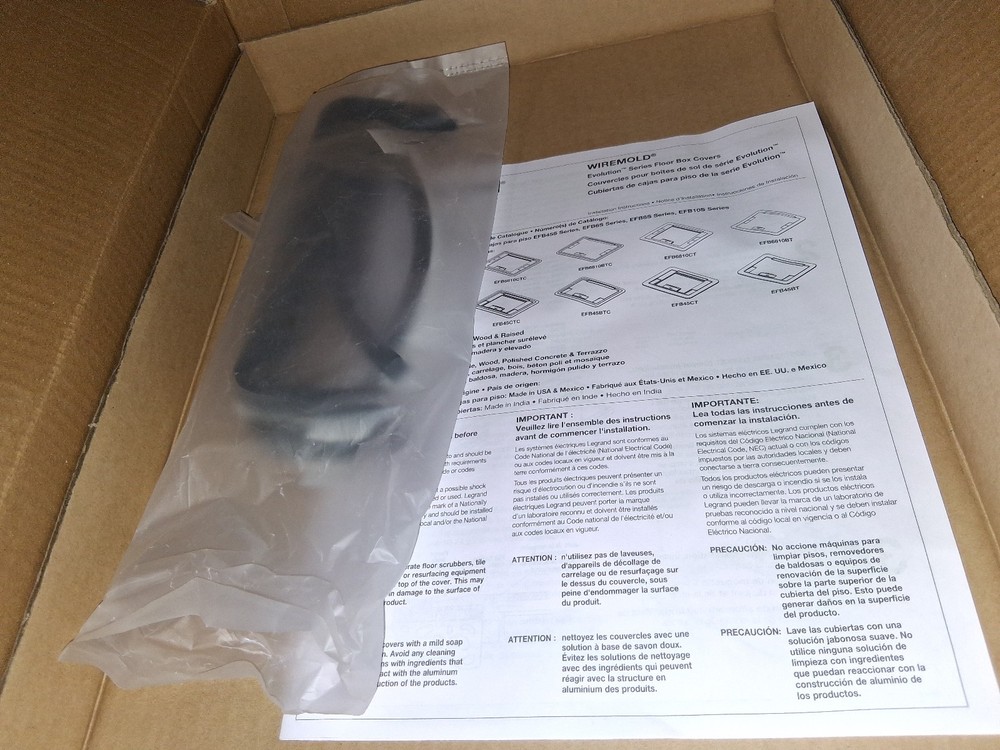 🔴Wiremold EFB45CTCBK EVOLUTION SERIES FLOOR BOX SURFACE COVER BLACK‼️