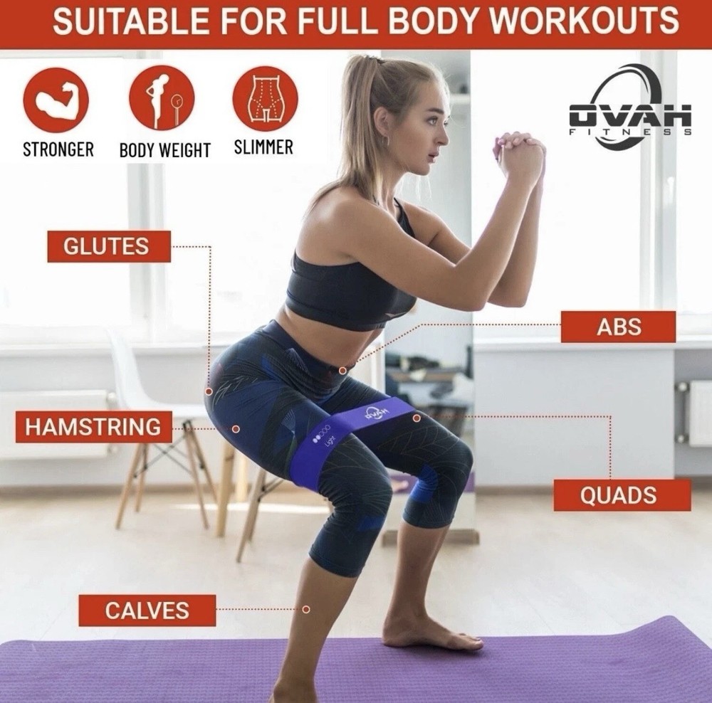 Resistance Loop Bands with Mesh Bag NEW 5 Bands Exercise Workout