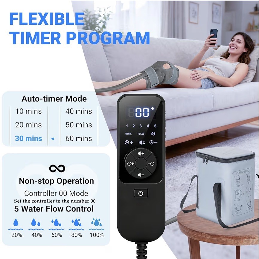 Cold Therapy Machine, Portable Ice Machine for Knee After Surgery，Program