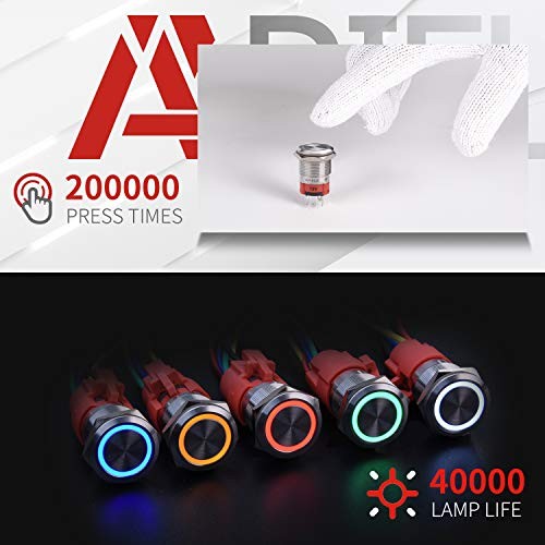 19mm Momentary Push Button Switch On Off Silver Shell Silver Shell-Red