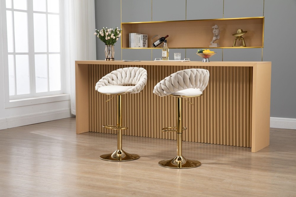 2PC COOLMORE Swivel Bar Stools: Adjustable, Footrest, Kitchen & Dining