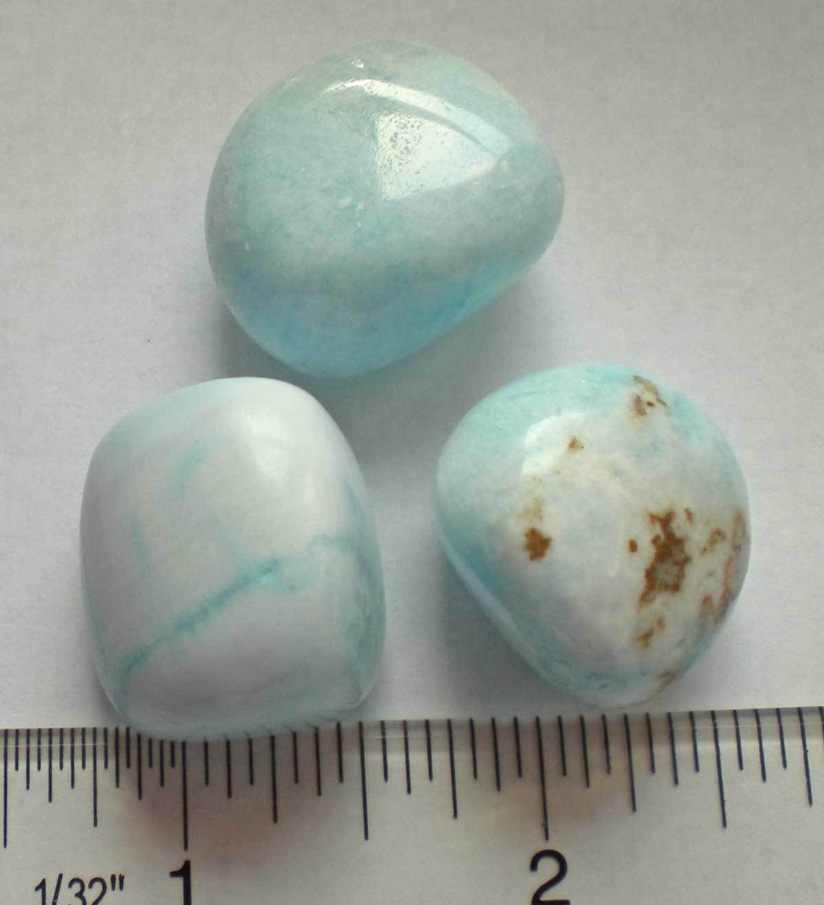 Blue Aragonite - 3 Tumbled Stones rt522a