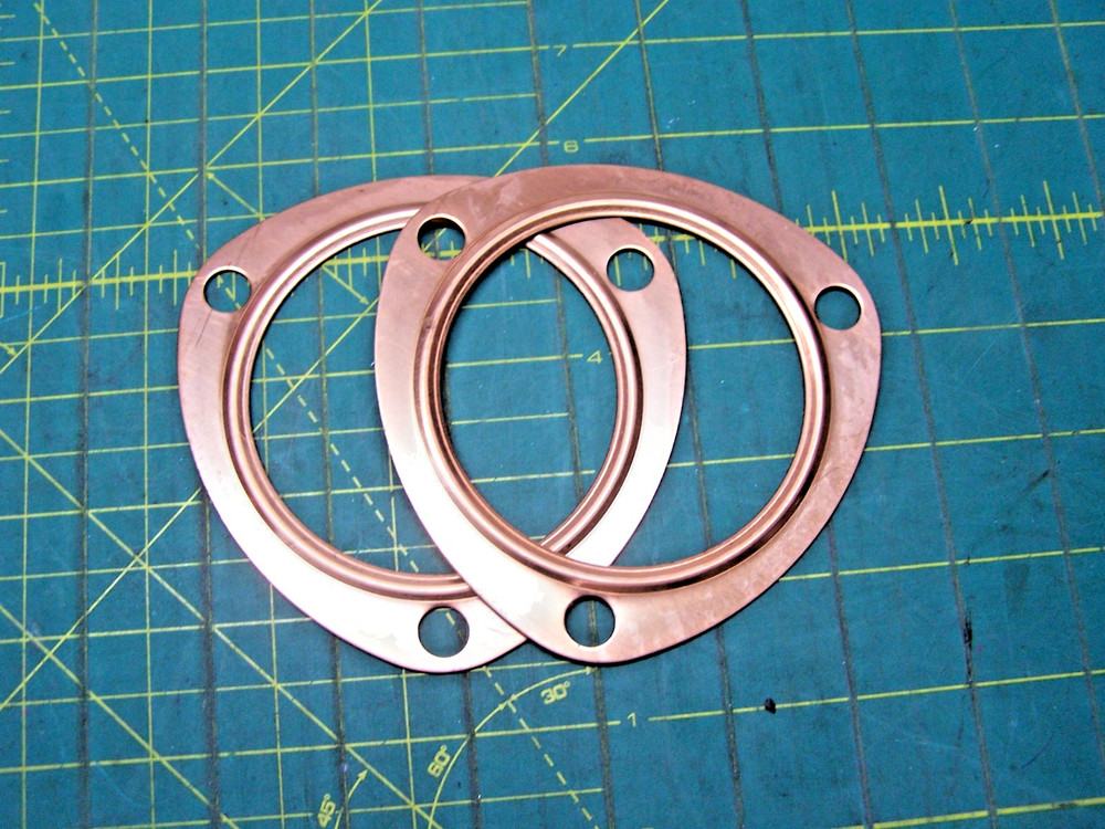 3" Copper Exhaust Header Flange Gasket 3 Bolt Universal Collector ( 1 Pair )