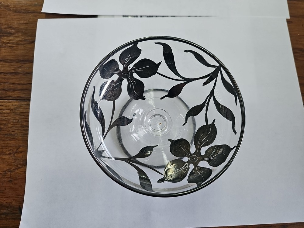 Vintage Silver Inlay Sorbert Dish