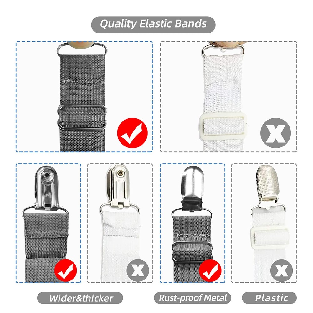 Bed Sheet Straps, Easy to Install Sheet Straps, Fitted Sheet Clips, Adjustabl...