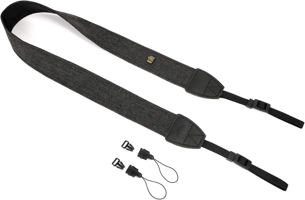 Black Canvas Camera Strap with Quick Release Buckles for DSLR/SLR