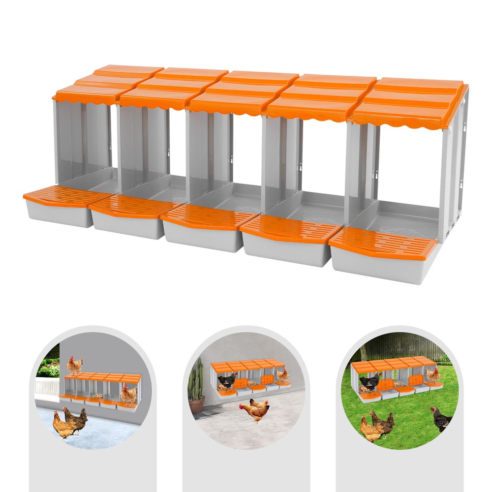 5-Compartment Chicken Nesting Box, Chicken Nest Laying Box with Egg Collection