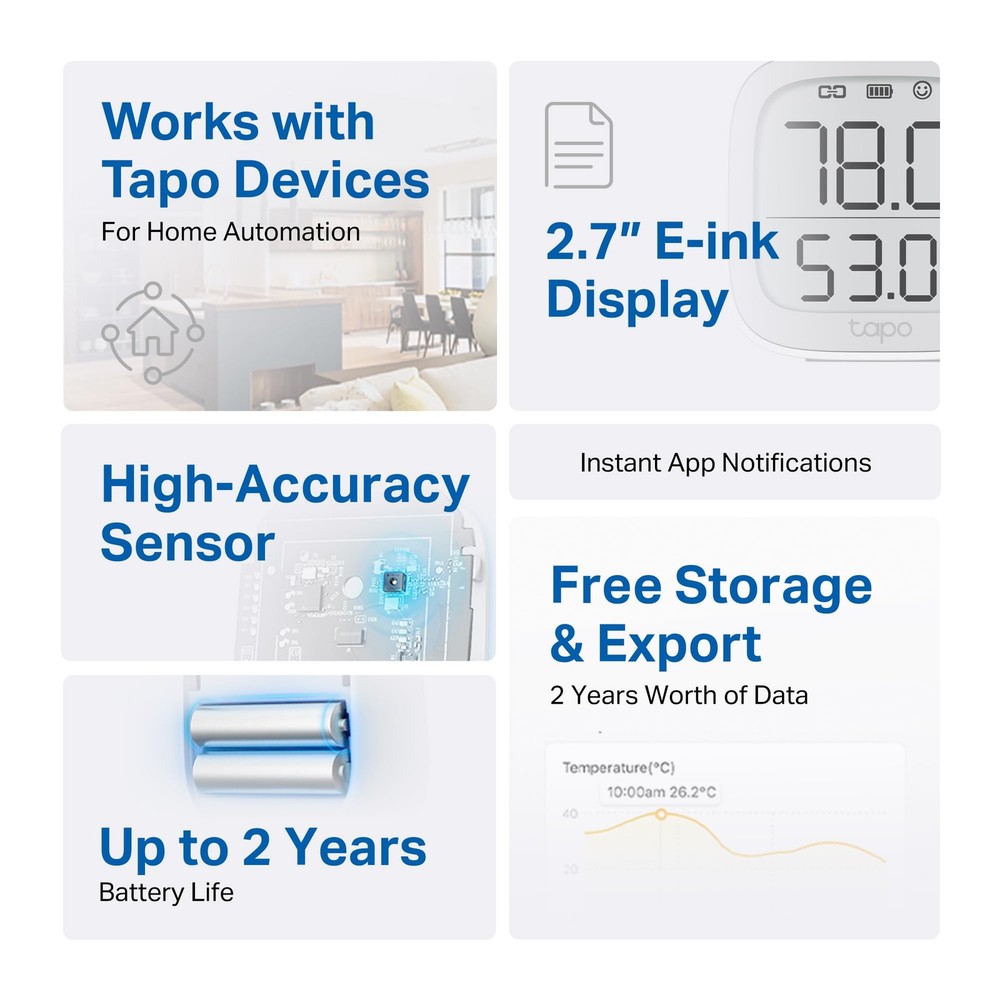 TP-Link Tapo Temperature and Humidity Sensor Kit: T315 +...