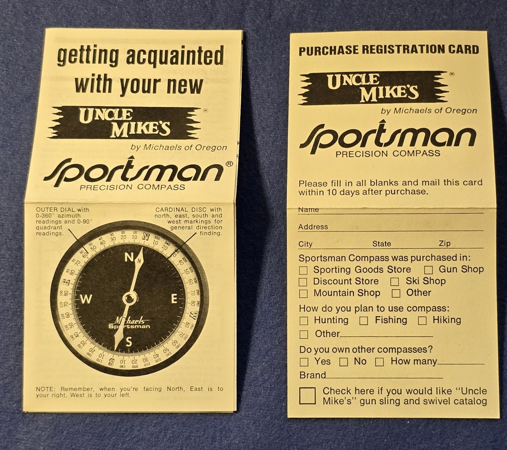 Vintage UNCLE MIKE'S PRECISION COMPASS- Original Box- Works