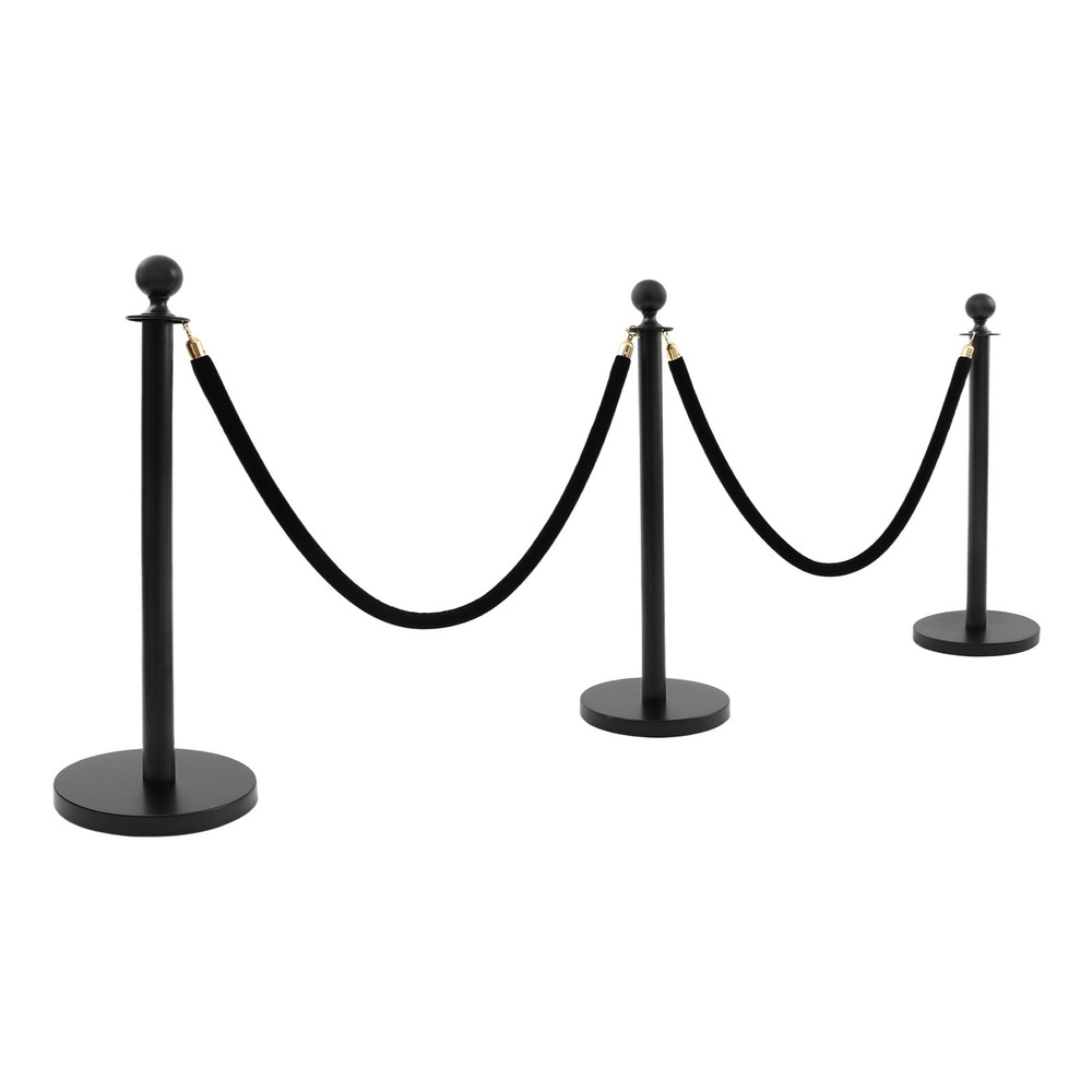 Black Metal Stanchion Posts Crowd Control Barriers Stanchion Post With Ball Top