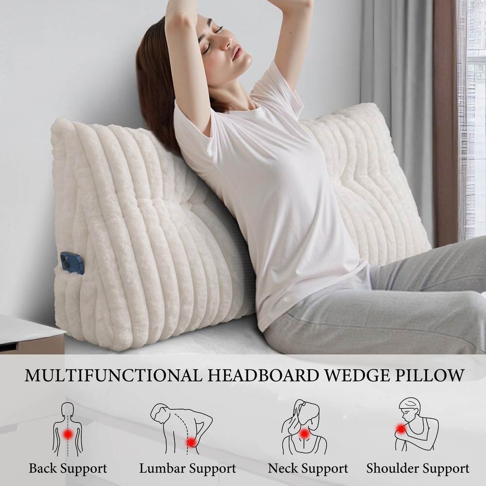 Headboard Pillow Queen, Triangular Wedge Pillow Headboard Queen, Cushion Head...