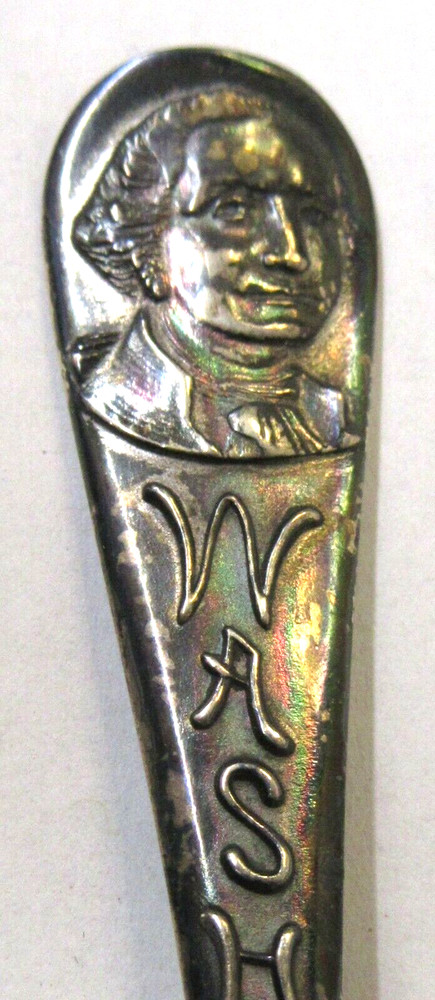 c. 1900 George WASHINGTON figural Sterling Silver souvenir spoon yy