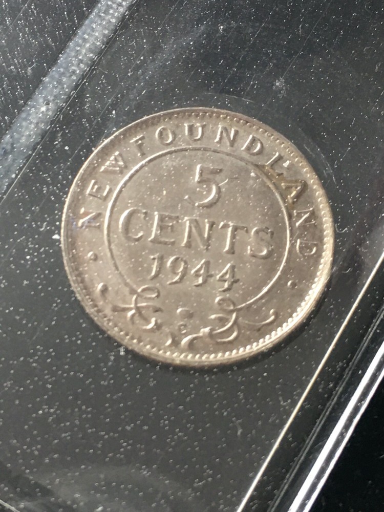 1944c ICCS Graded Newfoundland ¢5 Cent, **MS-60**