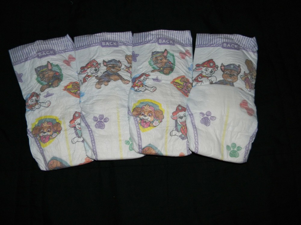 4 sample Luvs Paw Patrol Size 6 over 35+Lbs.