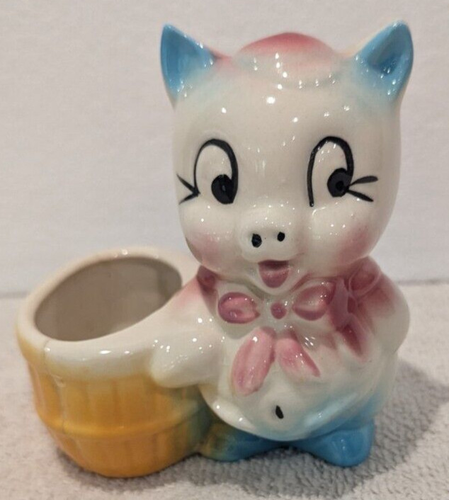 Vintage Shawnee Pottery Pig Ceramic Planter 4.75" Anthropomorphic
