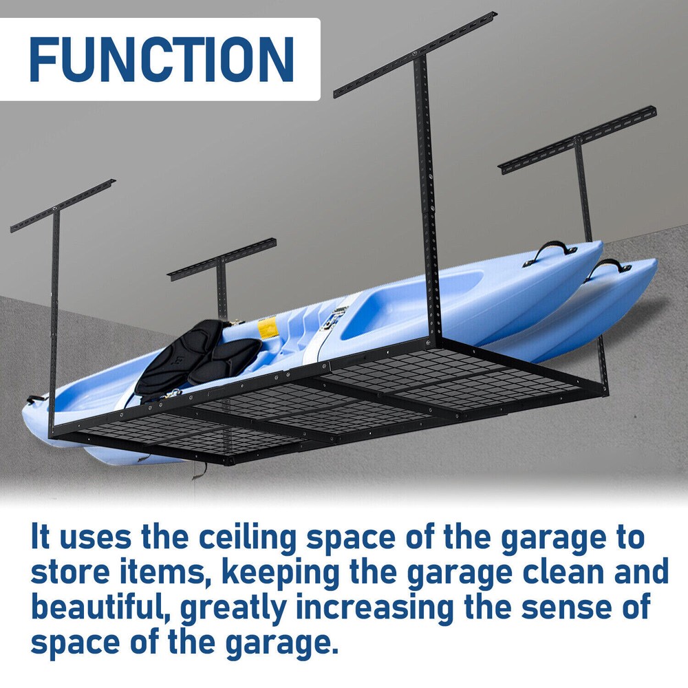 HEAVY DUTY 3ft x 6ft Overhead Garage Storage Adjustable Mounted Ceiling Rack BLK