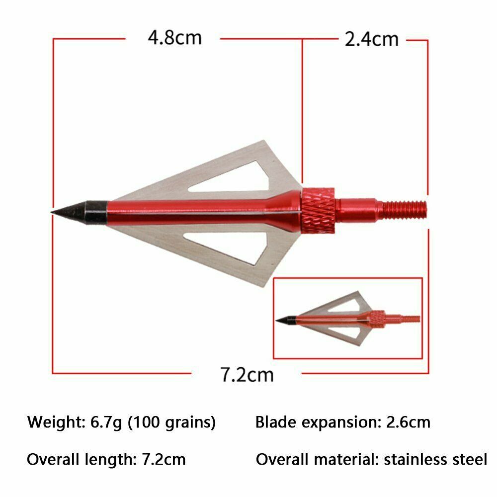 12 Pack 3 Fixed Blade Archery Hunting Broadheads 100 Grain with Case Arrow Head