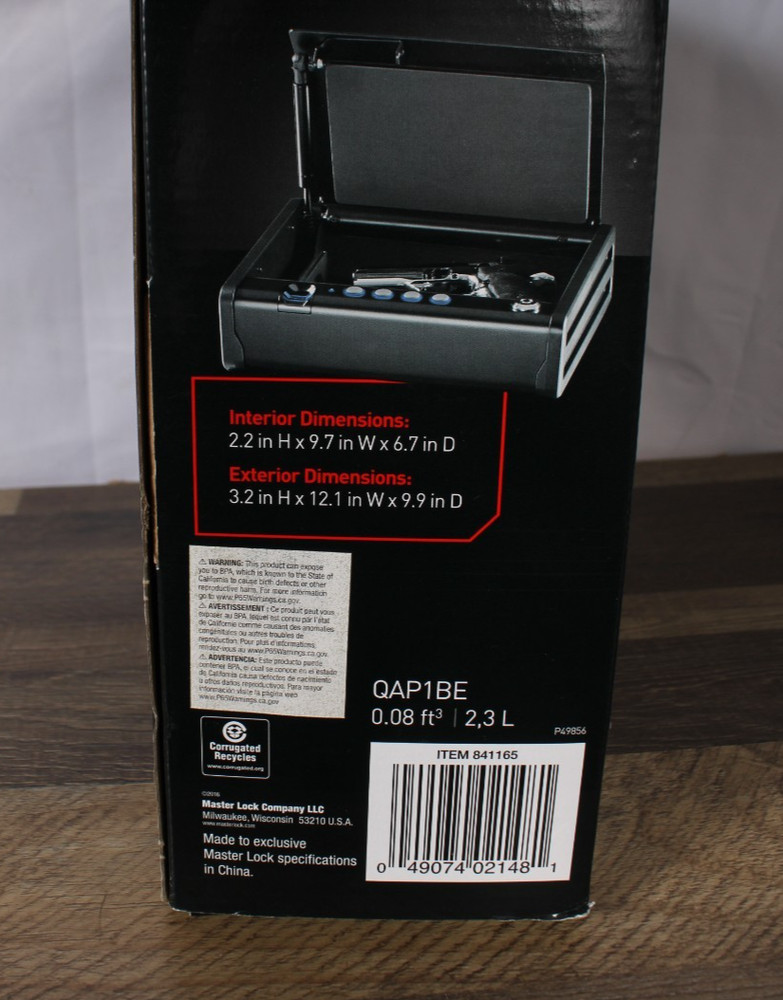 SentrySafe QAP1BE Quick Access Biometric Safe Fingerprint Lock Open Box