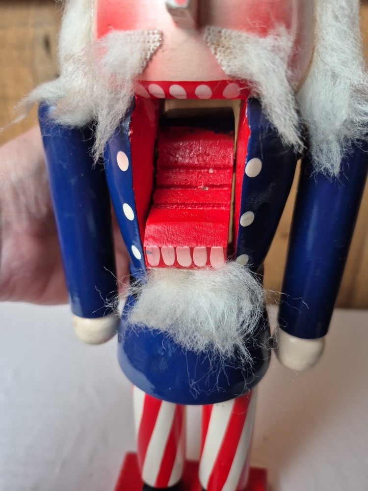 14" Patriotic Uncle Sam Nutcracker Red White And Blue