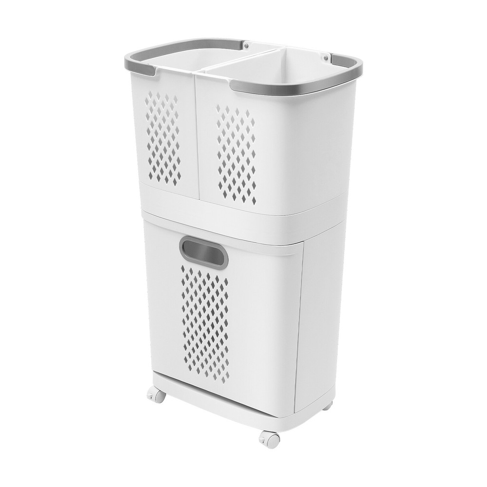 Laundry Basket Movable Hand-Held Bathroom Clothes Storage Basket with Wheels