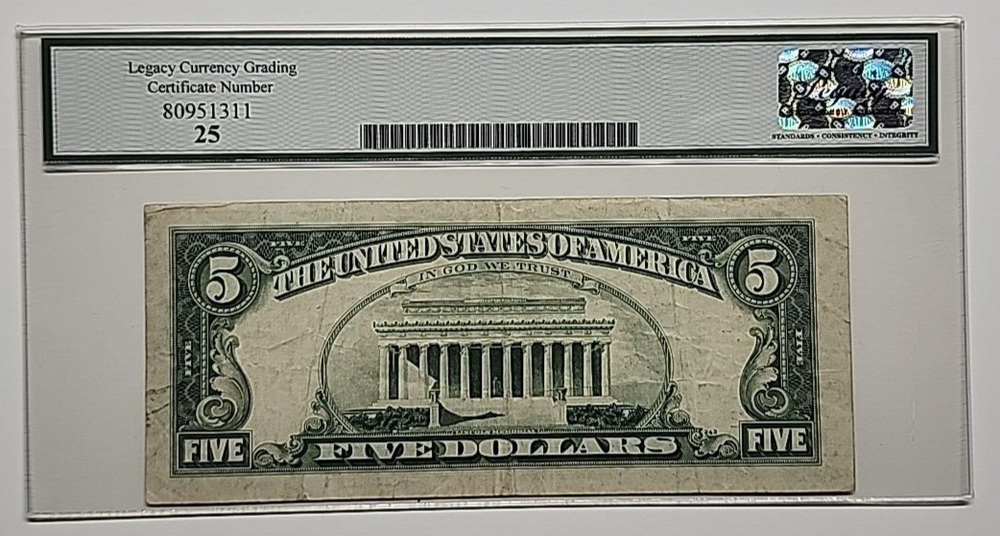 MISALIGNED FACE PRINTINGERROR SEE 2ND NOTE 1974 5$ LEGACY24 5869D