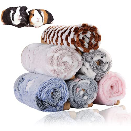 6 Pack Guinea Pig Soft Blankets Rabbit Hamster Fleece Cage Liners Bedding Mats