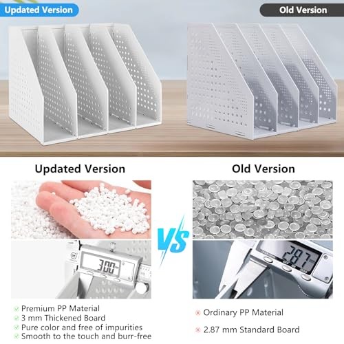 Collapsible Magazine Holder Plastic Desktop 4 1 Pcs Grey (4 Compartments)