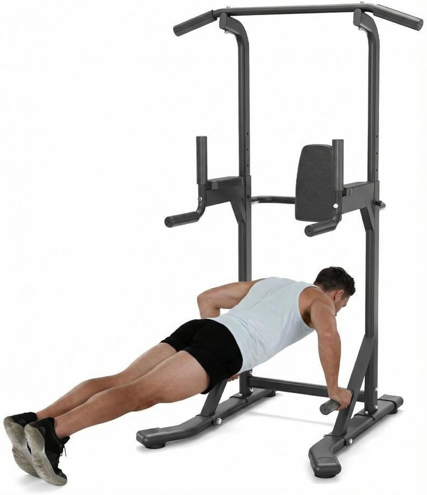 Multi-Function Power Tower Pull Up Bar Station with Backrest Adjustable Height U