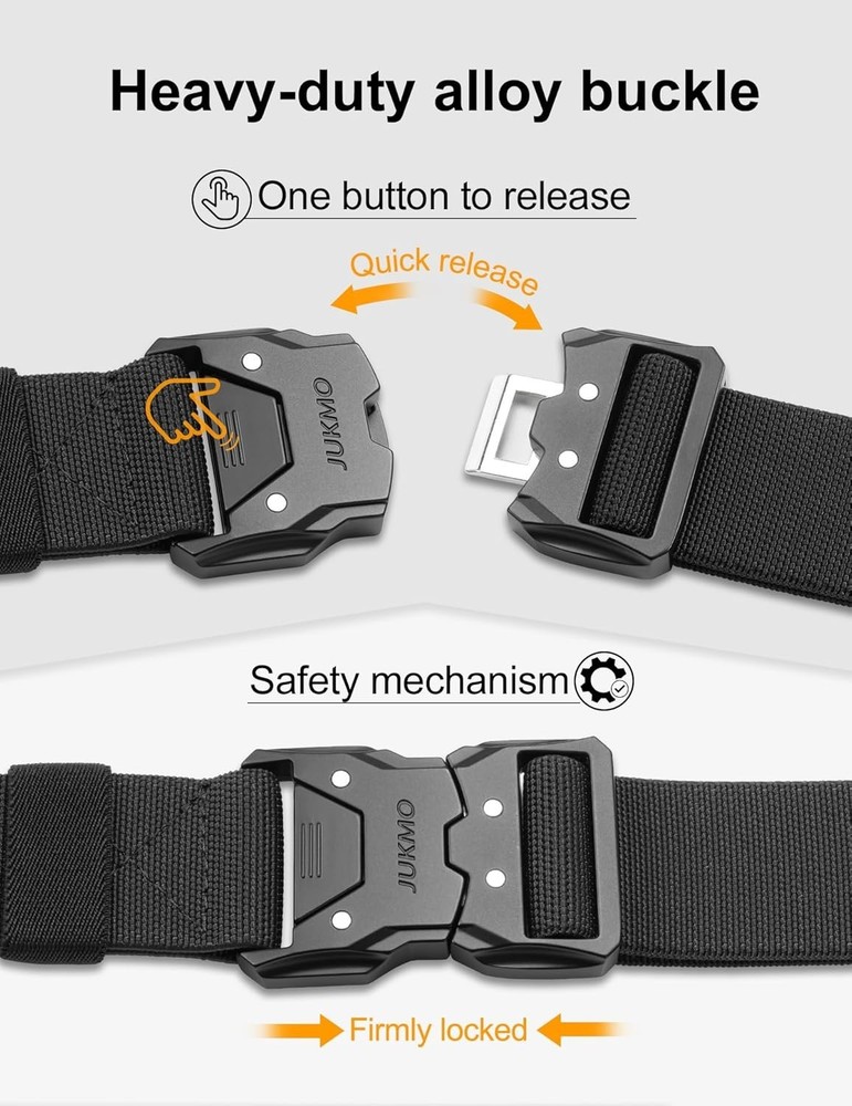 Durable Quick Release Tactical Belt for Hiking - Heavy Duty 1.5" Nylon Strap