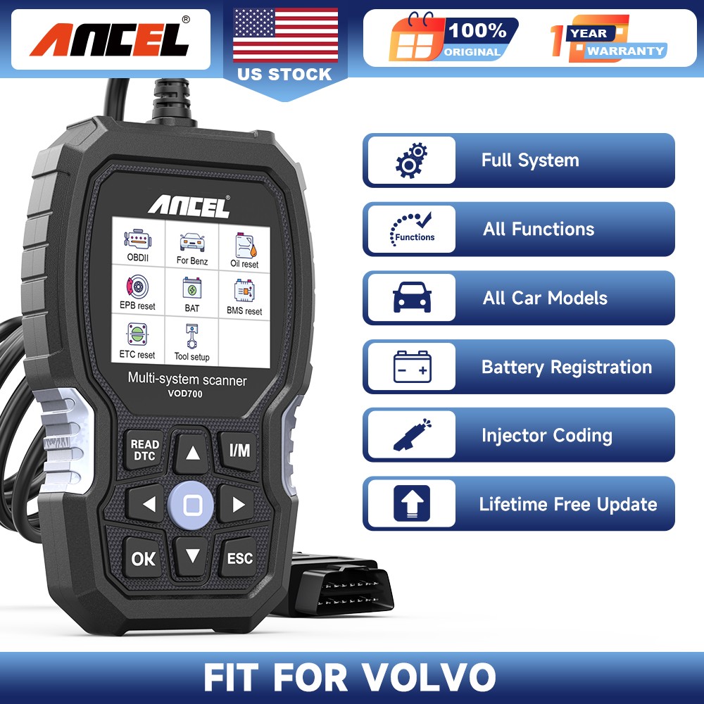 ANCEL VOD700 Auto OBD2 Full System Diagnostic Code Scanner For VOLVO BMS ABS SRS