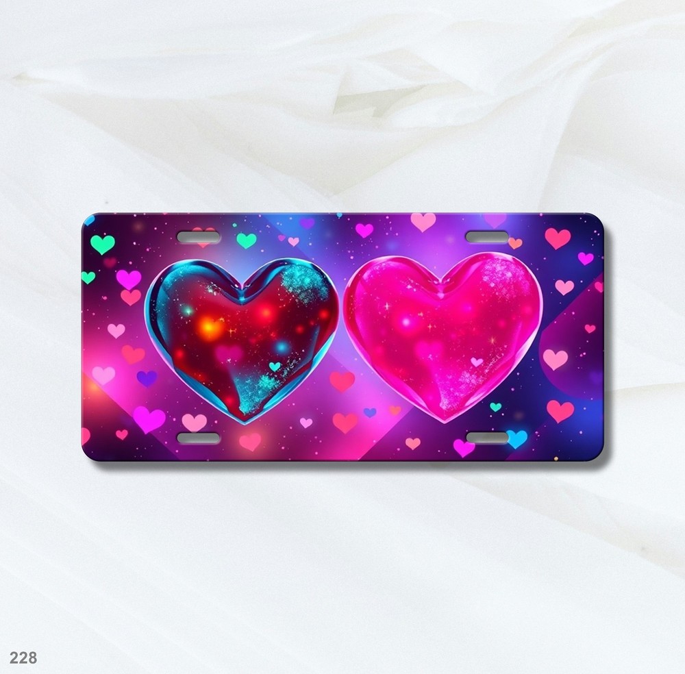 Colorful Hearts License Plate Add Text Front Plate Birthday Gift