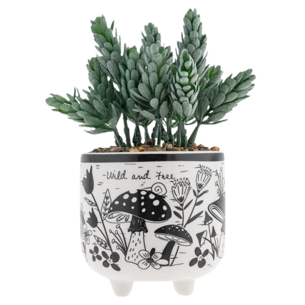 Karma Black & White Mushroom Planter