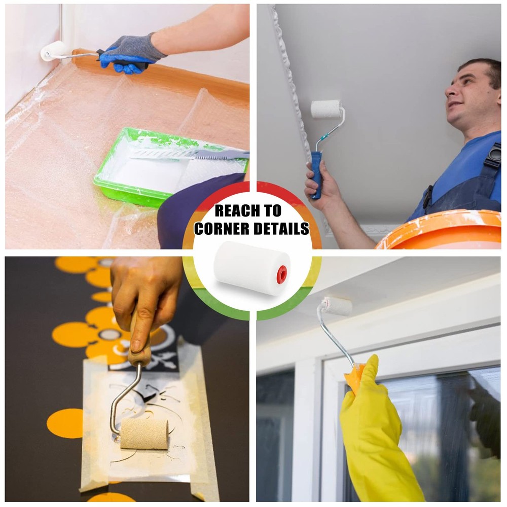 40 Pcs 2 Inch Mini Paint Roller Foam Covers Small High Density...