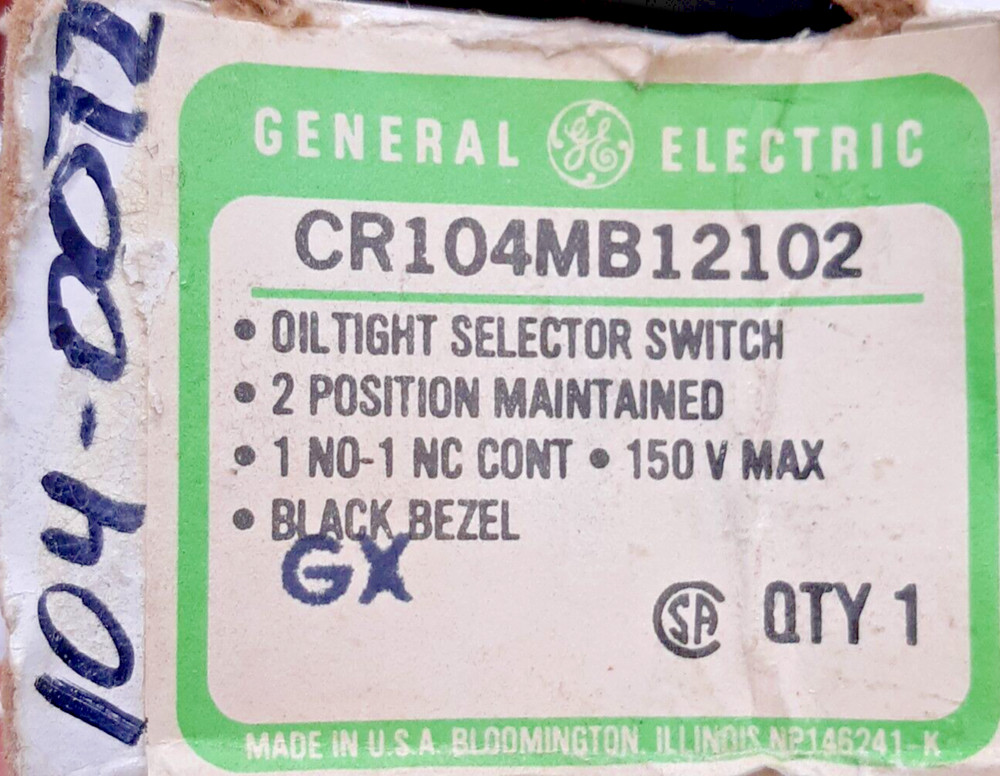 General Electric CR104MB12102 Selector Switch